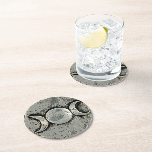 Triple Goddess Runder Pappuntersetzer (Vor Ort)