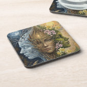 Triple Goddess Winter to Spring Imbolc Fantasy Art Getränkeuntersetzer (Linke Seite)