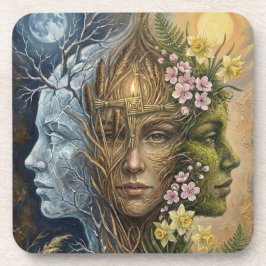Triple Goddess Winter to Spring Imbolc Fantasy Art Getränkeuntersetzer