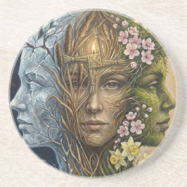 Triple Goddess Winter to Spring Imbolc Fantasy Art Getränkeuntersetzer