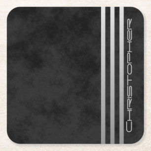 * Triple Gradient Bars für Monogramm auf schwarz g Rechteckiger Pappuntersetzer