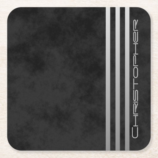 * Triple Gradient Bars für Monogramm auf schwarz g Rechteckiger Pappuntersetzer (Vorderseite)