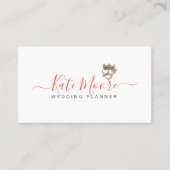 Triple Hearts Crown Script Wedding Planner Visitenkarte (Vorderseite)