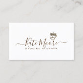 Triple Hearts und Crown Script Wedding Planner Visitenkarte (Vorderseite)