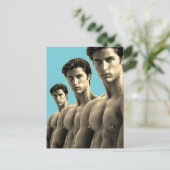 Triple Hunks Postkarte (Stehend Vorderseite)