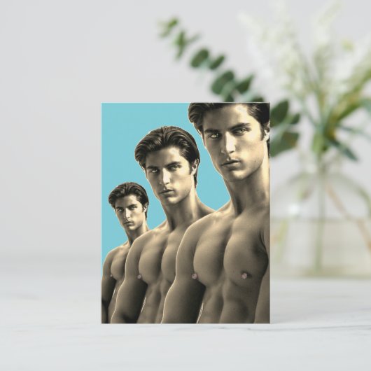 Triple Hunks Postkarte (Stehend Vorderseite)