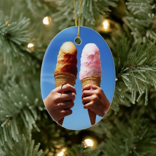 Triple Ice Cream Cones Keramik Ornament (Baum)