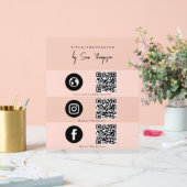 Triple Icon & QR Code Business Social Media Pink Acrylschild (Hochzeit)