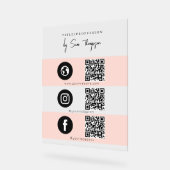 Triple Icon & QR Code Business Social Media Pink Acrylschild (Winkel)