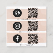 Triple Icon QR Code Social Media Blindpink Quadratische Visitenkarte (Vorderseite)