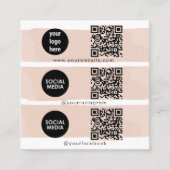 Triple Icon QR Code Social Media Logo Rosa Quadratische Visitenkarte (Vorderseite)
