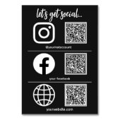 Triple Icon und QR Code Business Social Media Sign Tischnummer (Vorderseite)