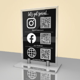 Triple Icon und QR Code Business Social Media Sign Tischnummer