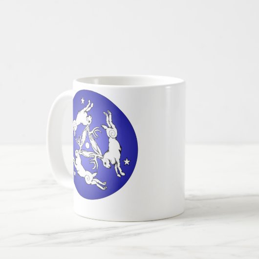 Triple Jackalope White auf Blue Kaffeetasse (Vorderseite Links)