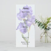 Triple Lila Iris Menükarte (Stehend Vorderseite)