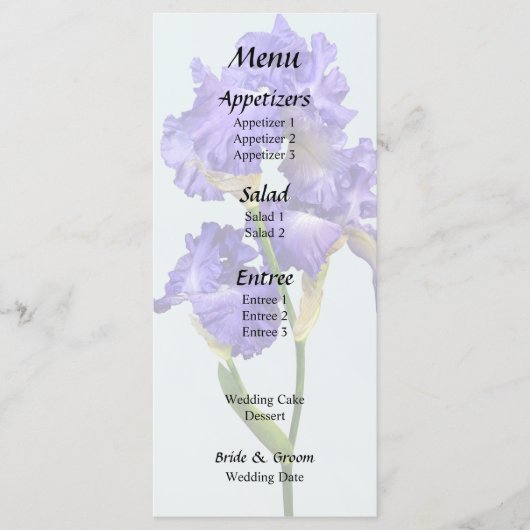Triple Lila Iris Menükarte (Vorderseite)