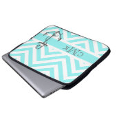 Triple Mit Monogramm Anchor & Blue Zigzags Laptopschutzhülle (Vorne Knopf)