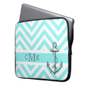Triple Mit Monogramm Anchor & Blue Zigzags Laptopschutzhülle (Vorderseite Links)