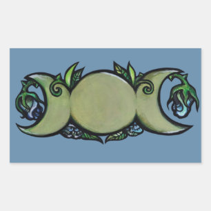 Triple Mond Blühen – Botanisches Wicca-Symbol Rechteckiger Aufkleber