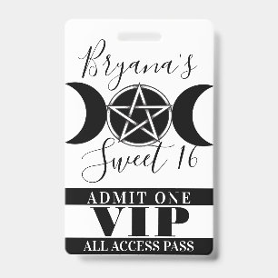 Triple Mond Göttin Pentagramm Magie Party VIP Pass Ausweis
