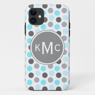 Triple Monogram Blue Gray Dots Case-Mate iPhone Hülle