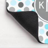 Triple Monogram Blue Gray Dots Mousepad (Ecke)