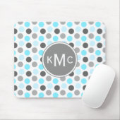 Triple Monogram Blue Gray Dots Mousepad (Mit Mouse)