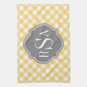 Triple Monogram Grau Yellow Gingham Pattern Handtuch (Vertikal)