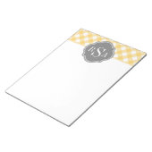 Triple Monogram Grau Yellow Gingham Pattern Notizblock (angewinkelt)