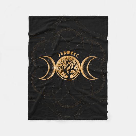 Triple Moon - Baum des Lebens Ornament Fleecedecke (Vorderseite)
