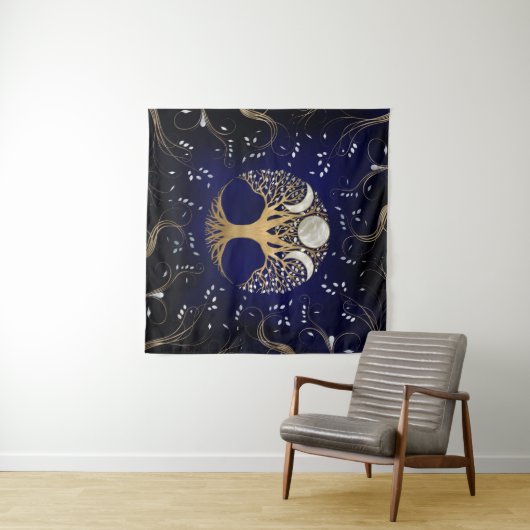 Triple Moon - Baum des Lebens Ornament Wandteppich (Beispiel (Horizontal))