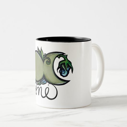 Triple Moon Crone Goddess Pagan Art Zweifarbige Tasse (VorderseiteRechts)