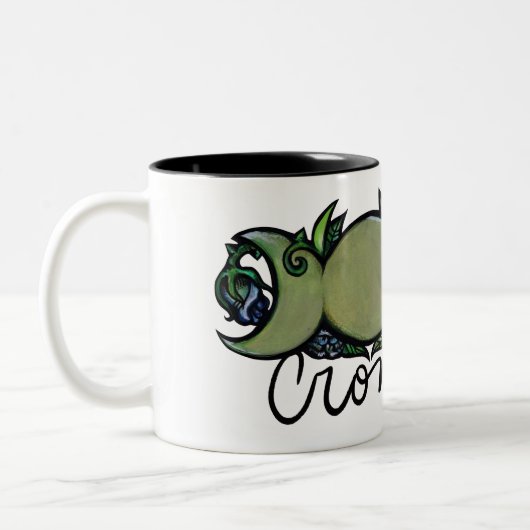 Triple Moon Crone Goddess Pagan Art Zweifarbige Tasse (Links)