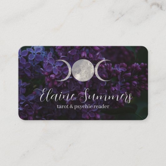 Triple Moon Dark Floral Business Card Visitenkarte (Vorderseite)