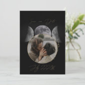 Triple Moon Foto Save the Date Einladung (Stehend Vorderseite)