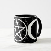 Triple Moon Geometry Pentagramm Black & White Wicc Tasse (VorderseiteRechts)