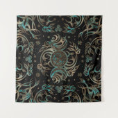 Triple Moon Glimmering Aquamarin Wandteppich (Vorderseite (Horizontal))