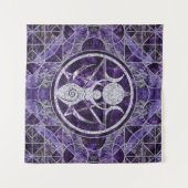 Triple Moon - Goddess - Amethyst und Silber Wandteppich (Vorderseite (Horizontal))
