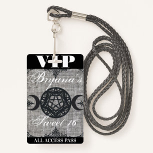 Triple Moon Goddess Burlap VIP Pass Geburtstagspar Ausweis