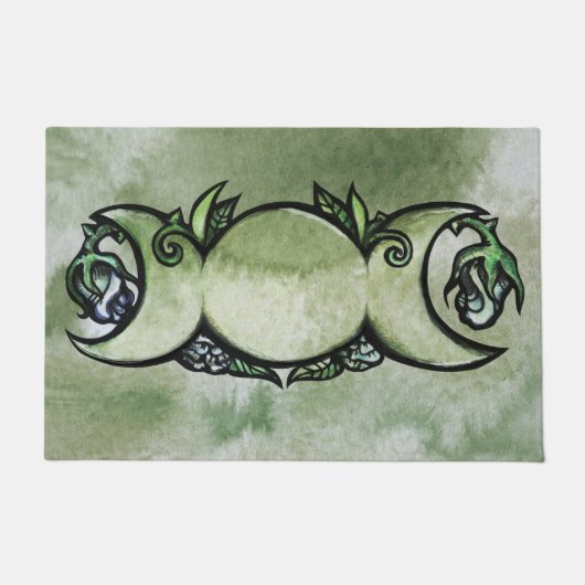 Triple Moon Goddess Gaia Artwork Green Hexe Fußmatte (Vorderseite)
