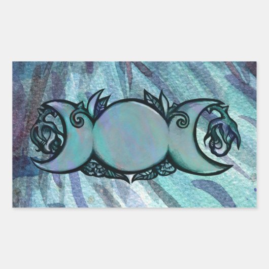 Triple Moon Goddess Gaia Artwork Green Hexe Rechteckiger Aufkleber (Vorderseite)