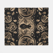 Triple Moon Goddess Gold und Schwarz Fleecedecke (Vorderseite (Horizontal))