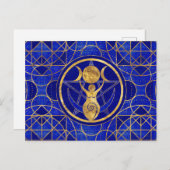 Triple Moon - Goddess - Lapis Lazuli und Gold Postkarte (Vorne/Hinten)