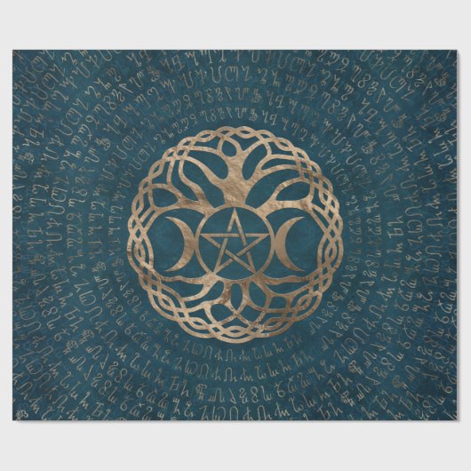 Triple Moon Goddess mit Pentagramm Geschenkpapier (Flach)
