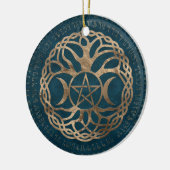 Triple Moon Goddess mit Pentagramm Keramik Ornament (Links)