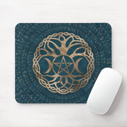 Triple Moon Goddess mit Pentagramm Mousepad (Mit Mouse)
