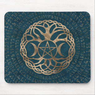 Triple Moon Goddess mit Pentagramm Mousepad