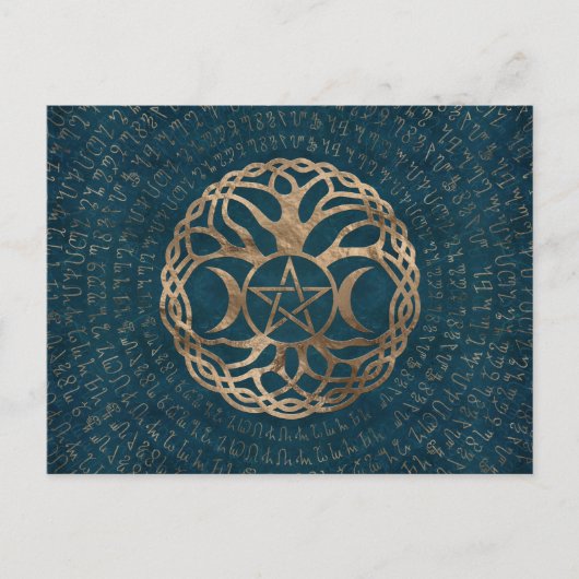 Triple Moon Goddess mit Pentagramm Postkarte (Vorderseite)