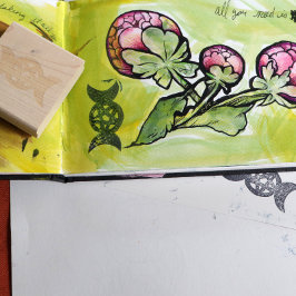 Triple Moon Goddess Pentagram Gummistempel