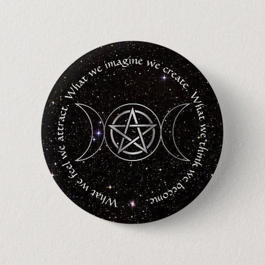 Triple Moon Goddess Wicca Pentagramm Button (Vorderseite)